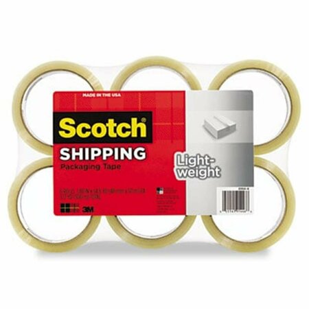 SCOTCH Lightweight Shipping Packaging Tape- 1.88&amp;quot; x 54.6 yds- Clear, 6PK SC33220